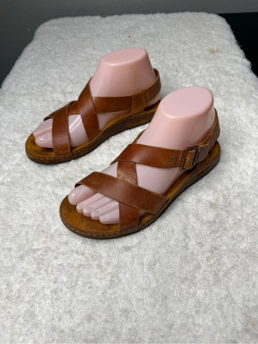 Chaco Wayfarer Leather Strappy Sandals Rust Brown Sz 6